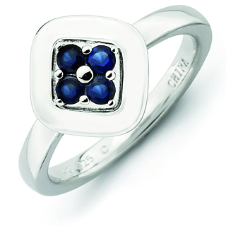 Sterling Silver Stackable Expressions Created Sapphire Cluster Ring