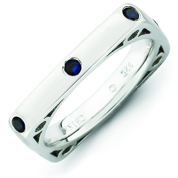 Sterling Silver Stackable Expressions Created Sapphire Square Ring