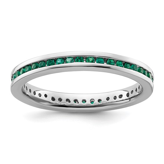 Sterling Silver Stackable Expressions Created Emerald Ring