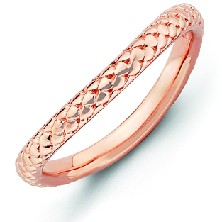 Rose Gold Plated Infinity Stackable Wave Ring - Solid 925 Sterling Silver Band - Sizes 4-12