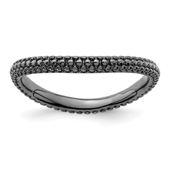 Stackable Bumpy Wave Ring Black-plated Sterling Silver