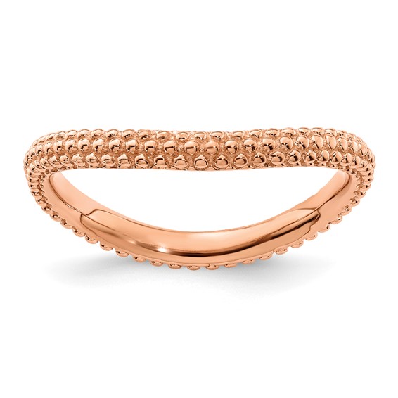 18kt Rose Gold-Plated Sterling Silver Stackable Bumpy Wave Ring