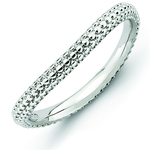 Bumpy Wave Simple Sterling Silver Stackable Bumpy Wave Ring QSK688 | Joy Jewelers