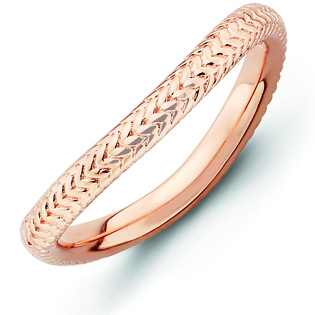 18kt Rose Gold-plated Sterling Silver Stackable Textured Wave Ring