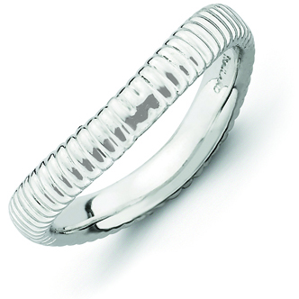 Sterling Silver Stackable Ribbed Wave Ring