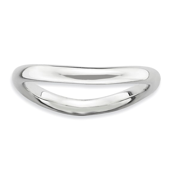Sterling Silver Stackable 2.25mm Rhodium-plated Wave Ring