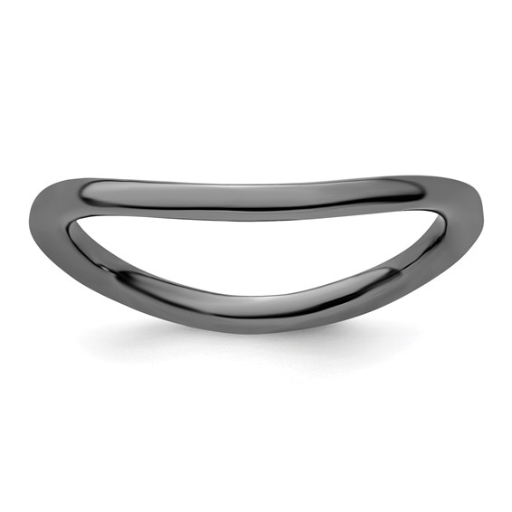 Sterling Silver Stackable 1.5mm Black-plated Wave Ring