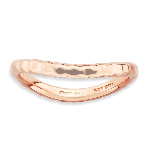 18kt Rose Gold-plated Sterling Silver Stackable Distressed Wave Ring