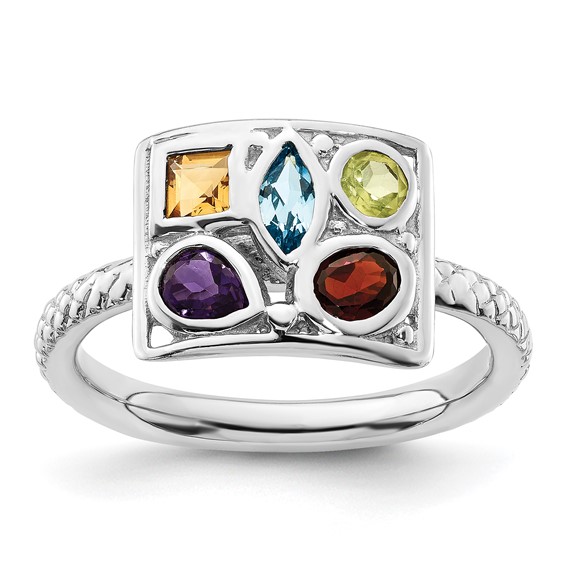 Sterling Silver Stackable Expressions Multi-Gemstone Ring