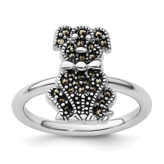 Sterling Silver Stackable Expressions Marcasite Dog Ring