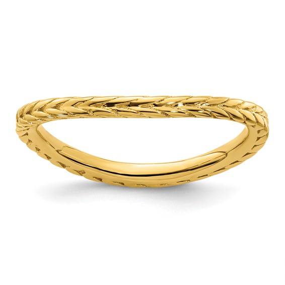 Sterling Silver Stackable Wheat Gold-plated Wave Ring