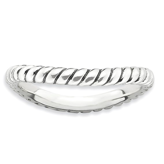 Sterling Silver Stackable Expressions Antiqued Woven Wave Ring