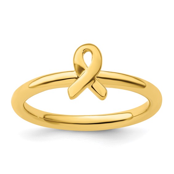 Sterling Silver Stackable Expressions Gold-plated Ribbon Ring