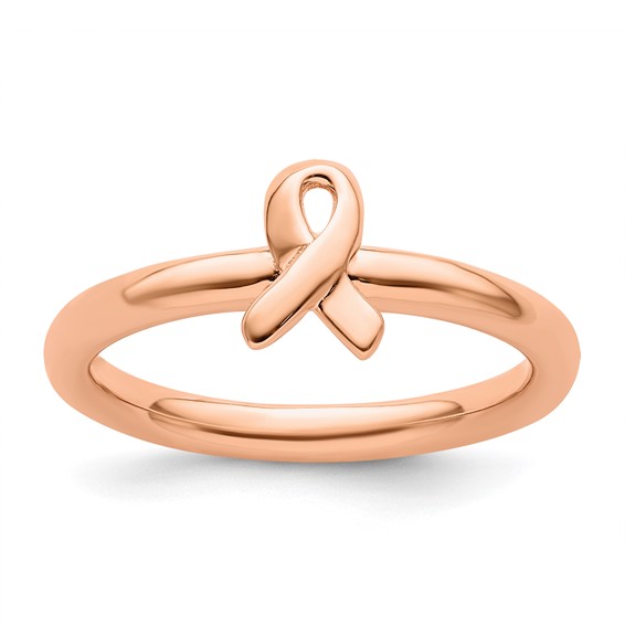 Pink-plated Sterling Silver Stackable Expressions Ribbon Ring