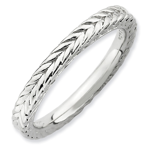 Sterling Silver 2.5mm Stackable Rhodium-plated Domed Ring