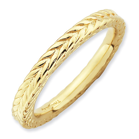 Sterling Silver Stackable Expressions Gold-plated Wheat Ring