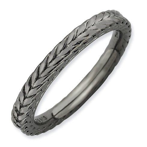 Black-plated Sterling Silver Stackable Expressions Wheat Ring