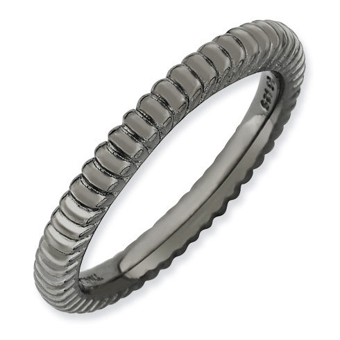 Black-plated Sterling Silver Stackable Expressions Fluted Ring
