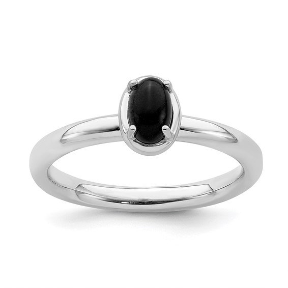 Sterling Silver Stackable Expressions Oval Onyx Ring