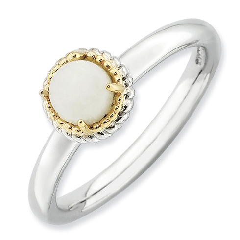 Sterling Silver 14k Stackable Expressions White Agate Ring