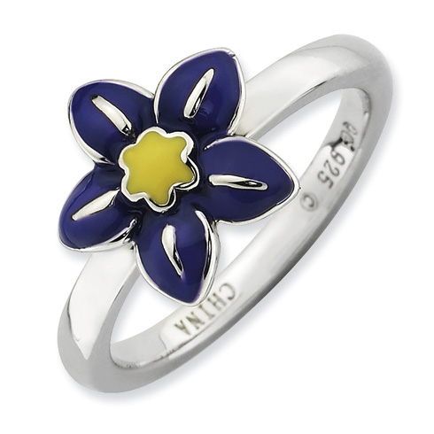 Sterling Silver Stackable Expressions Violet Flower Ring