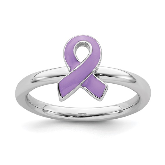 Sterling Silver Stackable Purple Ribbon Ring