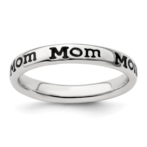Sterling Silver Enameled Mom Ring
