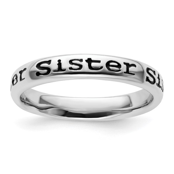 Sterling Silver Enameled Sister Stackable Ring
