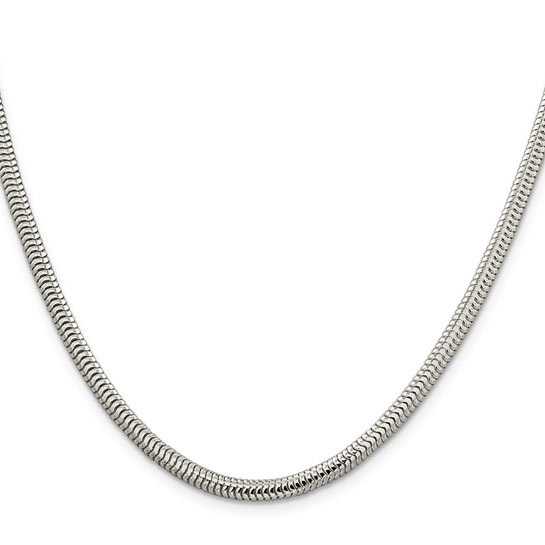 24in Sterling Silver Round Snake Chain 4mm