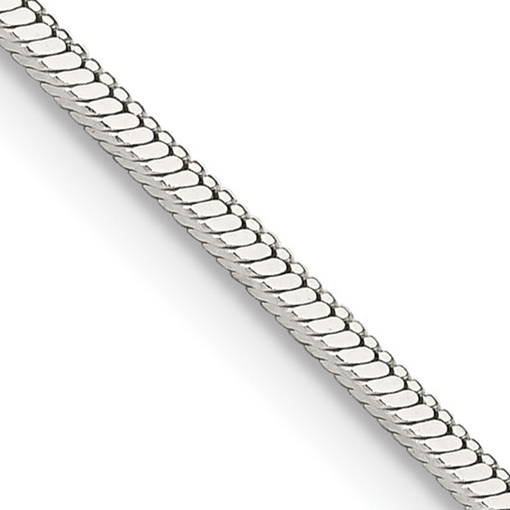 8in Square Snake Chain Bracelet 1.25mm - Sterling Silver