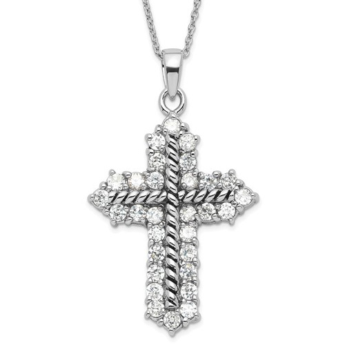 Sterling Silver Eternal Perspective 18in Cross Necklace