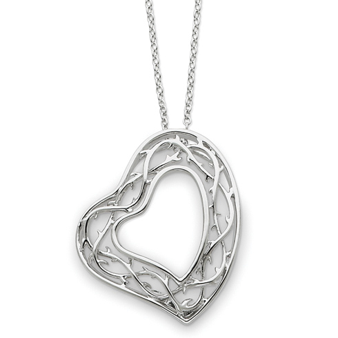 Sterling Silver Amazing Love 18in Heart Necklace