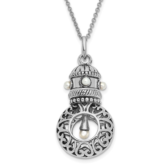 Sterling Silver Antiqued Pearls of Wisdom 18in Necklace