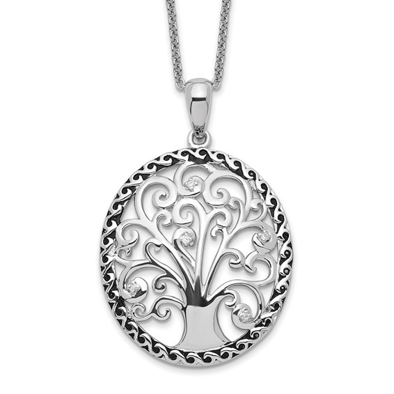 Sterling Silver Antiqued Tree of Life Necklace 18in