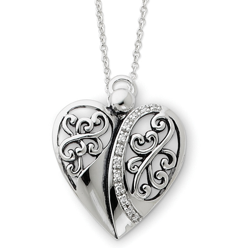 Sterling Silver Antiqued 18in Angel of Love Necklace