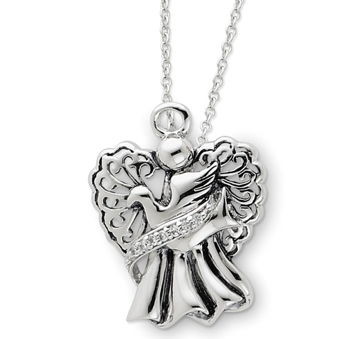 Sterling Silver Antiqued Angel of Faith 18in Necklace