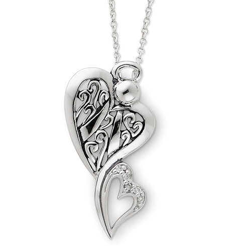 Sterling Silver Antiqued Angel of Protection 18in Necklace