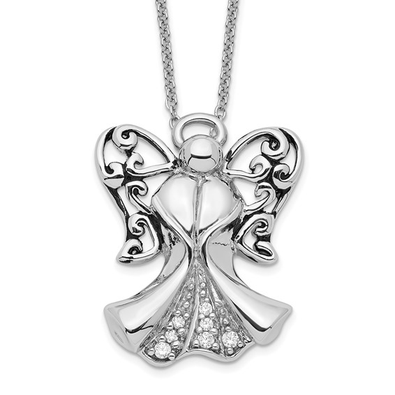 Sterling Silver Antiqued Angel of Strength 18in Necklace