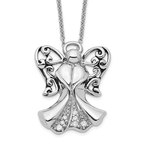 Sterling Silver Antiqued Angel of Strength 18in Necklace