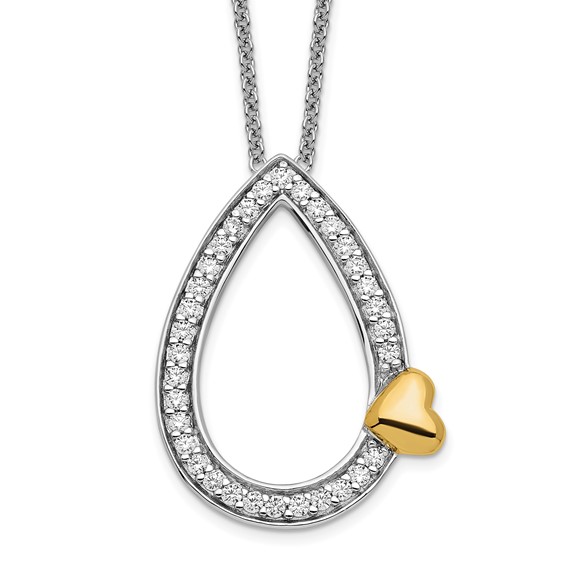 A Tear of Love Necklace CZ Gold-plated Sterling Silver