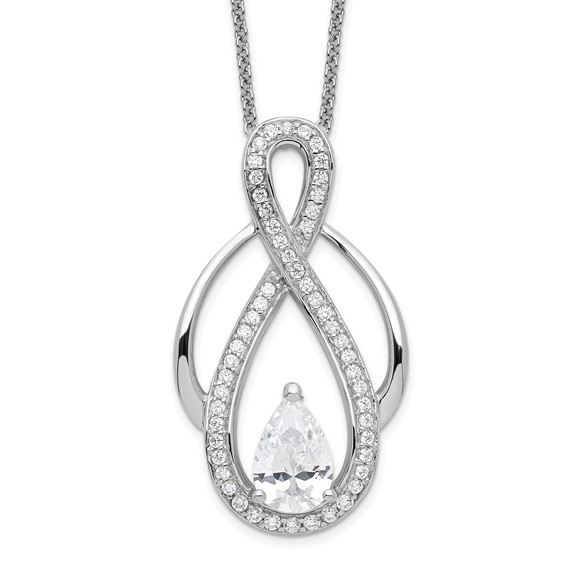 Sterling Silver and CZ Tear of Strength Necklace
