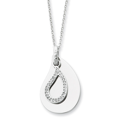 Sterling Silver & CZ A Tear to Treasure Marriage 18in Necklace