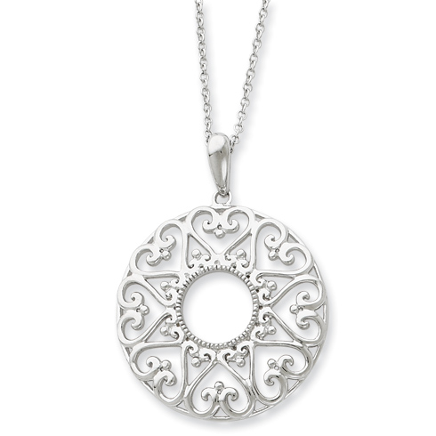 Sterling Silver Polished Family Heart Strings 18in Necklace