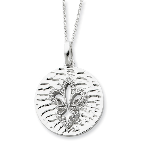 Sterling Silver & CZ Purity Fleur de lis 18in Necklace