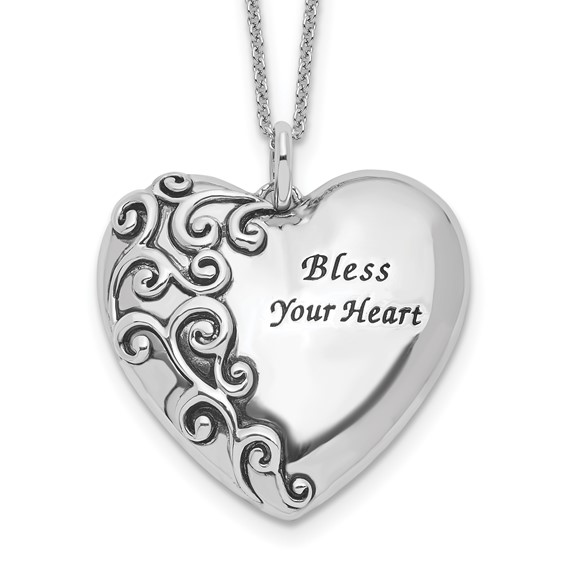 Sterling Silver Bless Your Heart Necklace