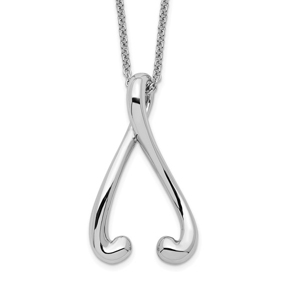 Sterling Silver I Wish You the Best Wishbone Necklace 18in