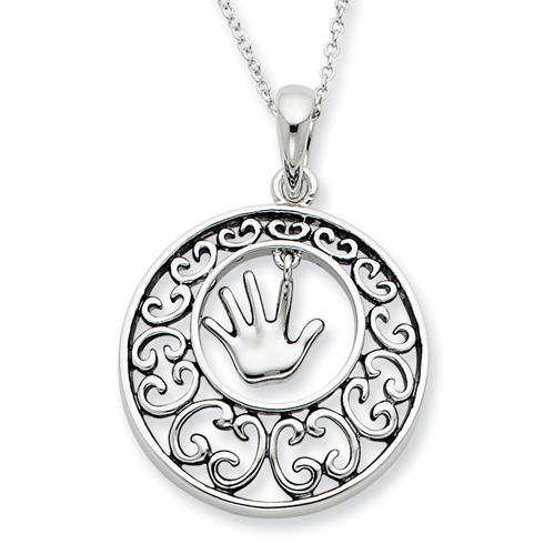 Sterling Silver Child's Hand Necklace