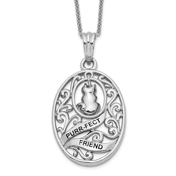 Sterling Silver Purr-fect Friend Cat Necklace