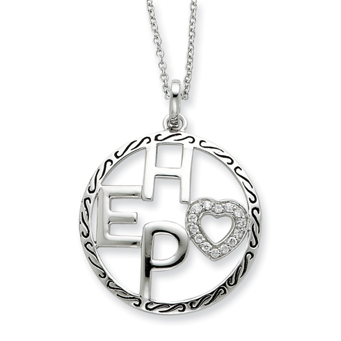 Sterling Silver Hope Necklace with CZs