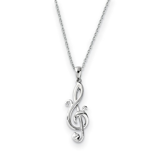 Sterling Silver Love Note Treble Clef Necklace